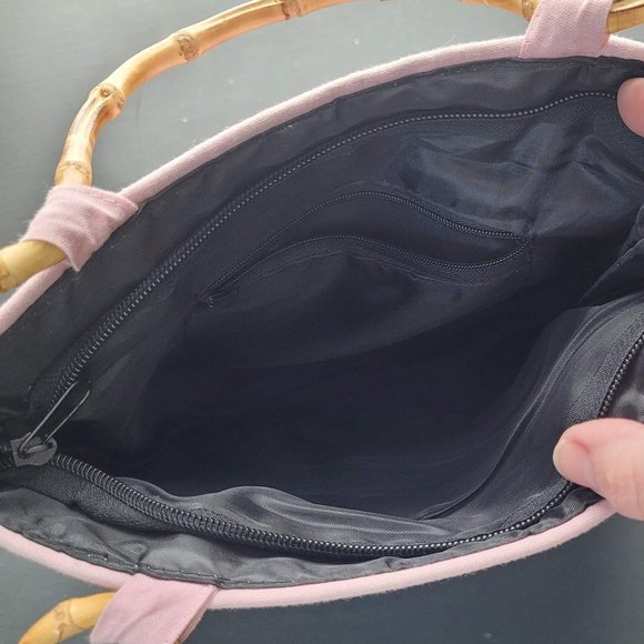 Vintage Bamboo Handled Floral Embroidered Bag - Picture 9 of 11